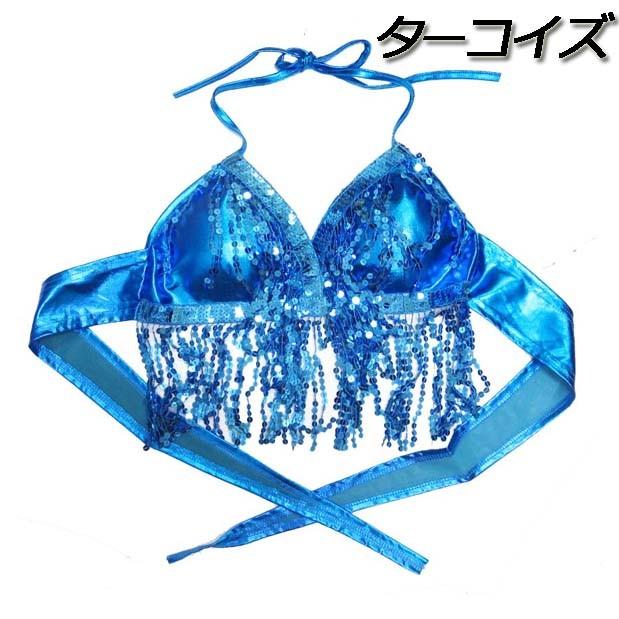 ダンス衣装・ステージ衣装に！メタリック＆スパンコールフリンジブラ