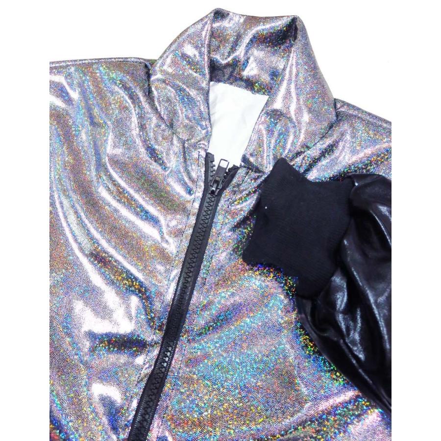 ダンス衣装・ステージ衣装に!メタリックホログラムブルゾンジャケット
