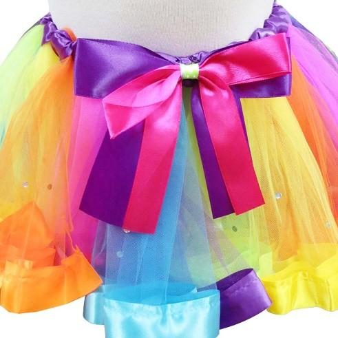 ストーン付き ベビー&キッズ レインボー チュールパニエスカート