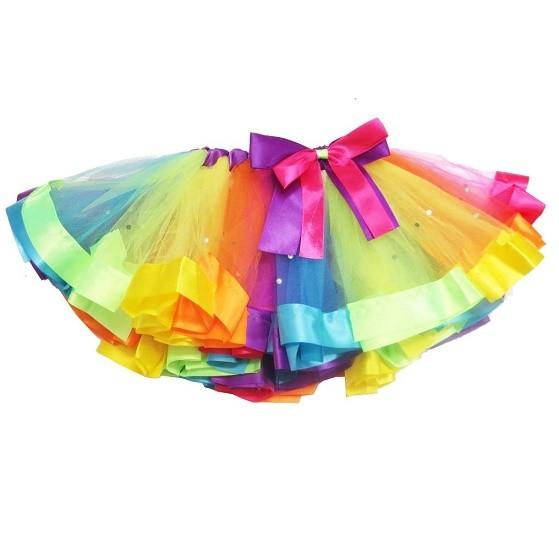 ストーン付き ベビー&キッズ レインボー チュールパニエスカート