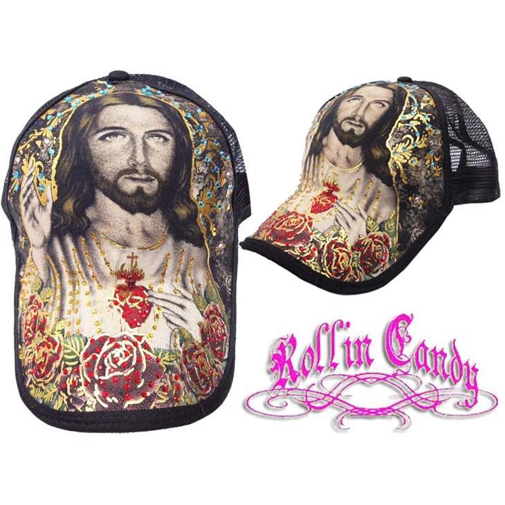 LA直輸入♪ラインストーン付き ジーザス スナップバックキャップ/帽子 Jesus メンズ レディース 男女兼用 メキシカンメキシコラティーノ チカーノ ローライダー | 
