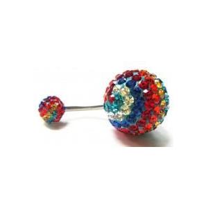 豪華♪スワロフスキー パヴェ ストーンへそピアス　レインボー ダンサー レゲエ セレブ Bガール B系 ベリー リング ボディピアス |  | 02
