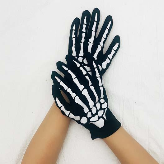 ショート丈 骨 スケルトン グローブ/手袋 大きめ 骸骨 スカル ロンググローブ ガイコツ ハロウィン コスプレ コスチューム ブラック 黒 スケルトンボーン |  | 02