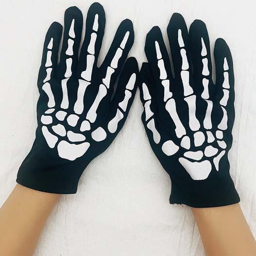 ショート丈 骨 スケルトン グローブ/手袋 大きめ 骸骨 スカル ロンググローブ ガイコツ ハロウィン コスプレ コスチューム ブラック 黒 スケルトンボーン |  | 03