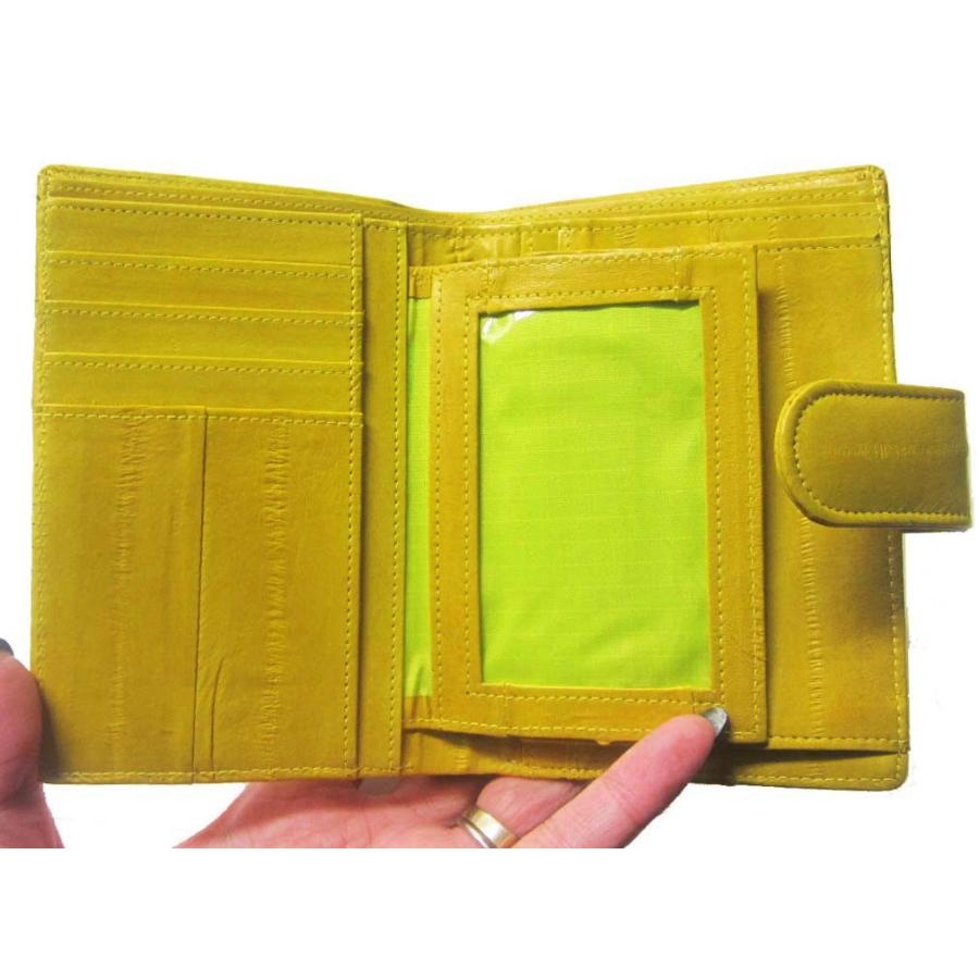 レトロ イールスキン 本革 ウナギ革 レザーウォレット 二つ折り財布 財布 緑 二つ折り財布メンズ レディース コンパクト 春財布 うなぎ皮