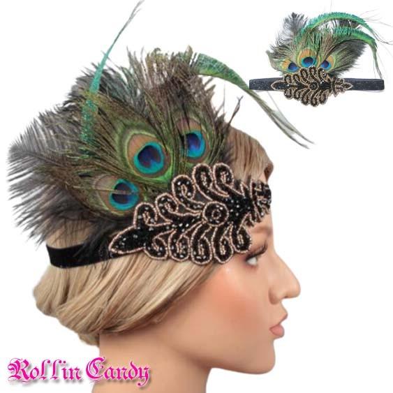ゴージャス☆孔雀フェザー ヘアカチューム/ヘアアクセサリー/ヘッド