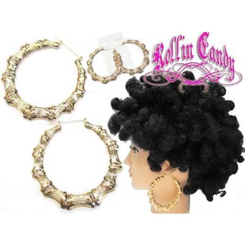 LA直輸入♪Bigサイズバンブーピアス 【ゴールド】ダンサーダンスセレブ