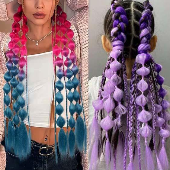 即納】三つ編み ファイバーエクステンション ヘアゴム 1個