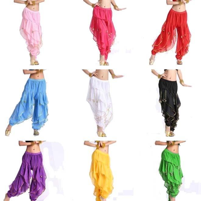 ダンス衣装・ステージ衣装に！ビーズ付き シフォンパンツ