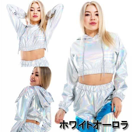男女兼用☆ダンス衣装・ステージ衣装に！メタリック ショート丈