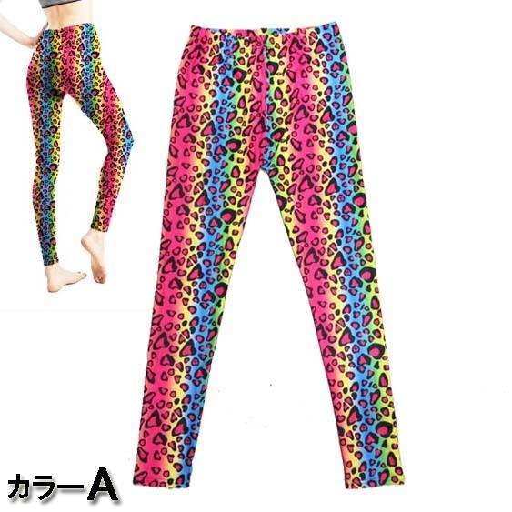 超ストレッチ！総柄 レギンス/スパッツ (A-D) ダンス 衣装 レギパン