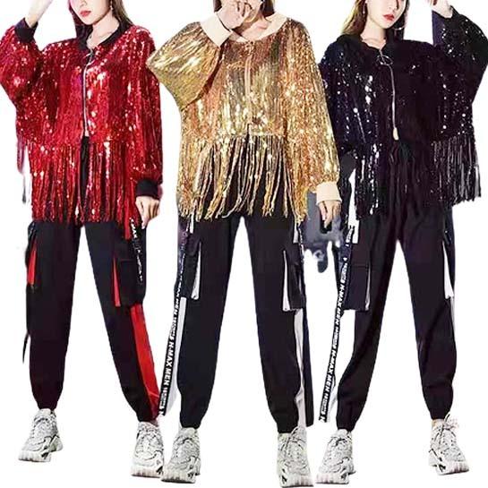 ダンス衣装・ステージ衣装に!スパンコール フリンジ ブルゾン
