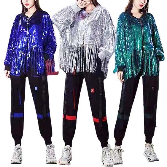 ダンス衣装・ステージ衣装に!スパンコール フリンジ ブルゾン