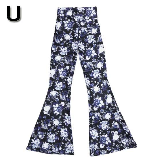 超ストレッチ！総柄 フレアパンツ ブーツカット ベルボトム ハイ