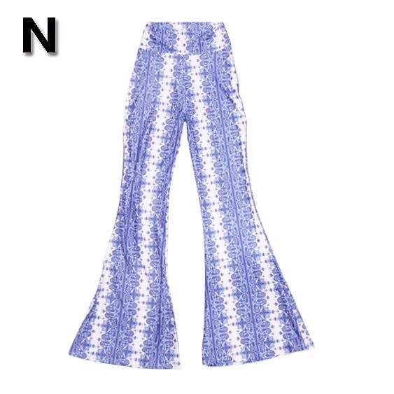 超ストレッチ！総柄 フレアパンツ ブーツカット ベルボトム ハイ