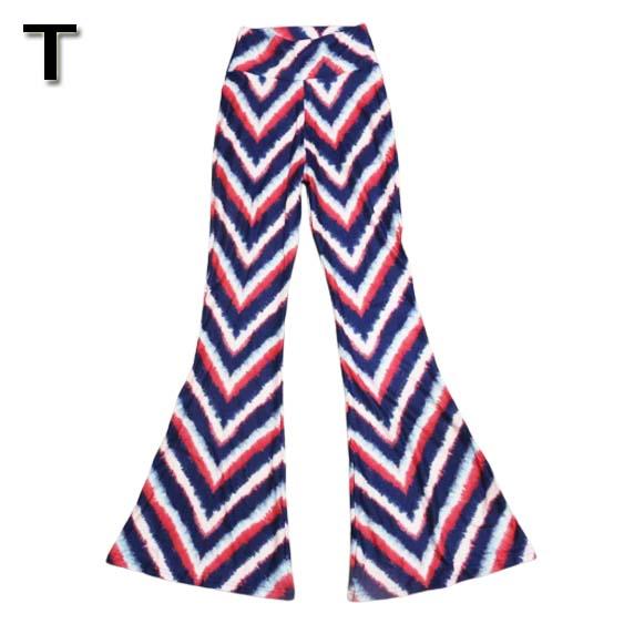 超ストレッチ！総柄 フレアパンツ ブーツカット ベルボトム ハイ