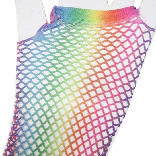 レインボー グラデーション メッシュ グローブ/アームウォーマー(両手分2個セット) 手袋 アームカバー フィッシュネット 派手 指なし ダンス 衣装 |  | 06