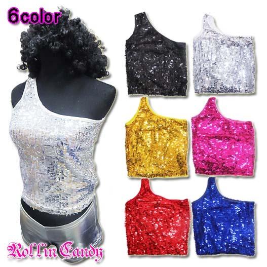ダンス衣装 ステージ衣装に スパンコール ワンショルダー タンクトップ キャミソール トップス キッズダンサー レディース 発表会 衣裳 インナー S335 S340 ローリンキャンディー 通販 Yahoo ショッピング