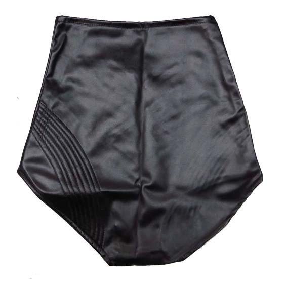 ZIPデザイン 合皮 ハイウエスト ショートパンツ フェイクレザー ショー