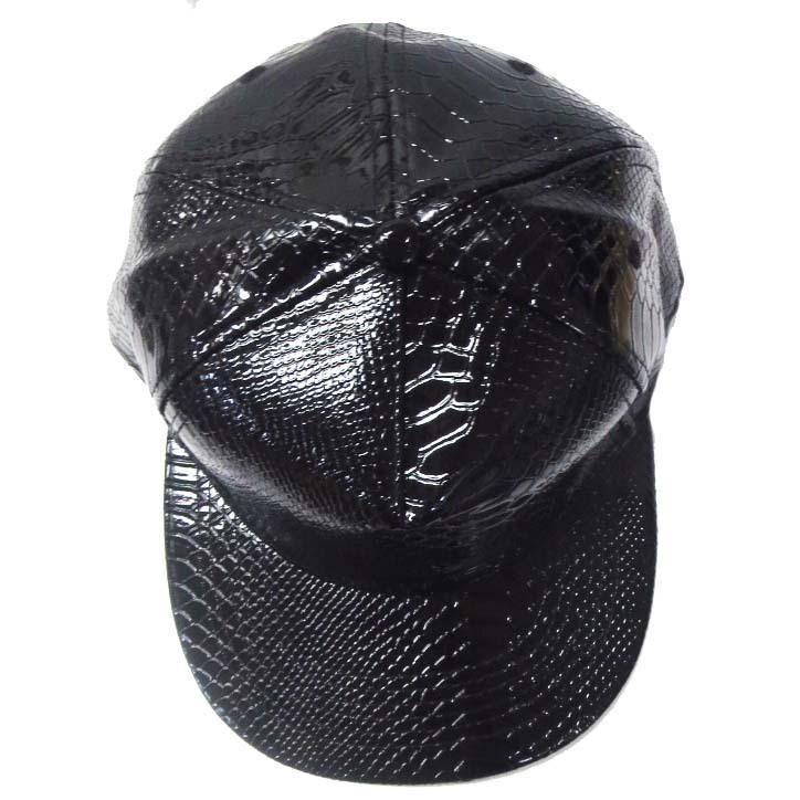 メタリッククロコ型押しスナップバックベースボールキャップ