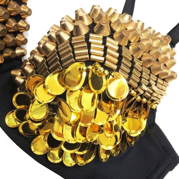 ダンス衣装・ステージ衣装に！スタッズ＆スパンコール付き ブラジャー