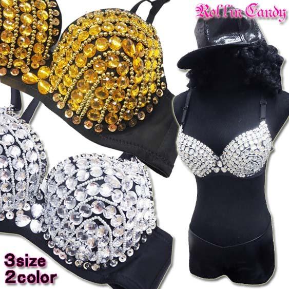 ダンス衣装・ステージ衣装に！ビジュー ブラジャー/ブラトップ