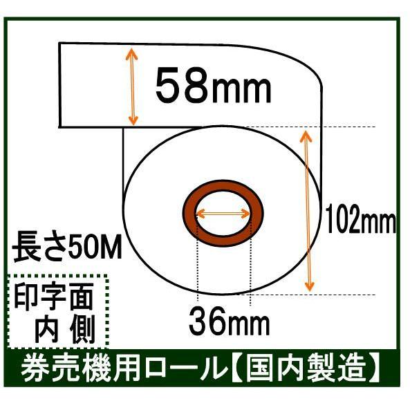 グローリー VT-S10 卓上式小型券売機 食券 汎用  ロール紙 感熱紙 サーマルロール 58mm×長さ50Ｍ（12巻）｜rollpaper-net