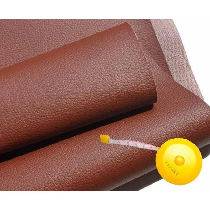 PVC ソフトレザー 【メジャー付き】 生地 布 ハンドメイド レザークラフト 手芸 裁縫 無地 刺繍 撥水 (茶・1m) mak-s70 ...