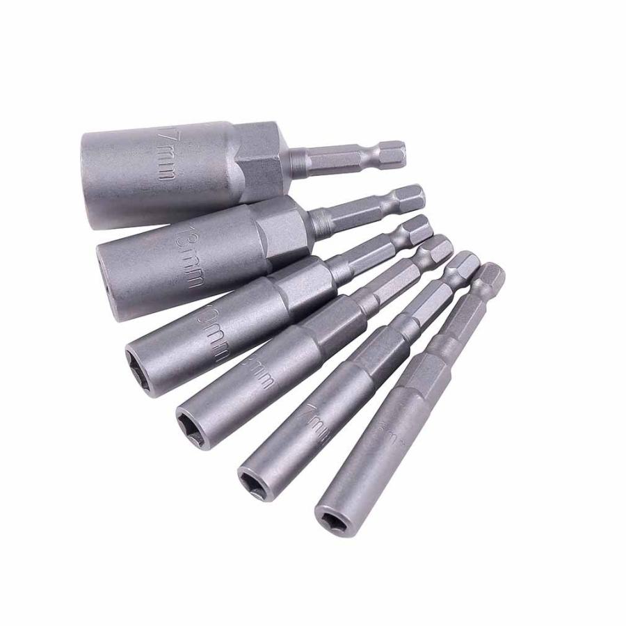 電動工具 対応 六角軸 ソケット ビット【 6本セット ( 5.5 7 8 10 13