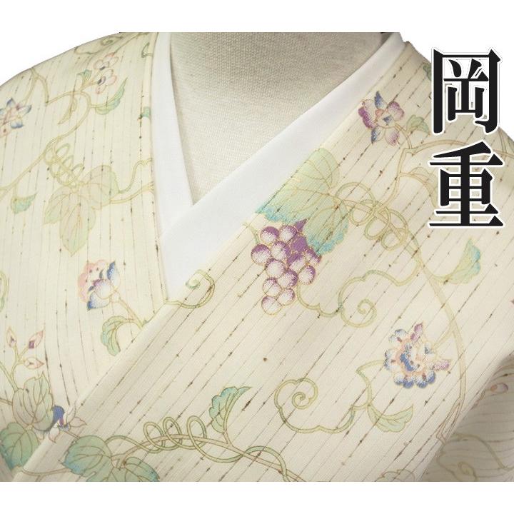 老舗岡重 ぜんまい紬 正絹 反物 未仕立て 岡重更紗葡萄蔦文様紬反物 生成り色 新品 A396s Www Thecharlienoble Com