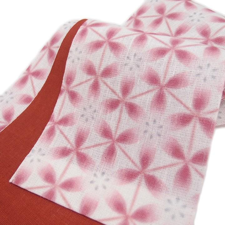 夏 半幅帯 麻 雪花 小袋帯 日本製 染帯 亀甲花菱 仕立て上がり  