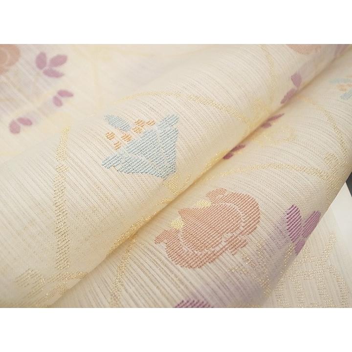 帯屋捨松 夏 名古屋帯 紗 正絹 反物 未仕立て イギリス草花文 現品限り 