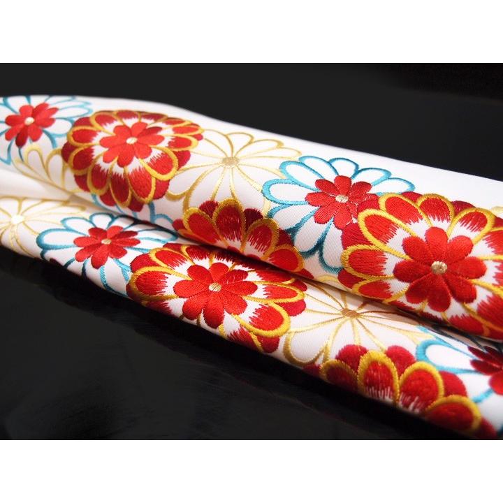 半衿 振袖 刺繍 乙女菊 花 フォーマル 成人式 03501720 No.1 白地 赤