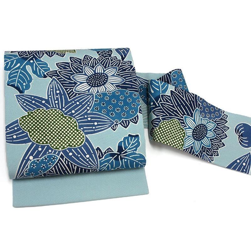 名古屋帯 栗山吉三郎 和染紅型 仕立て上がり 正絹 浜ちりめん 染帯 九