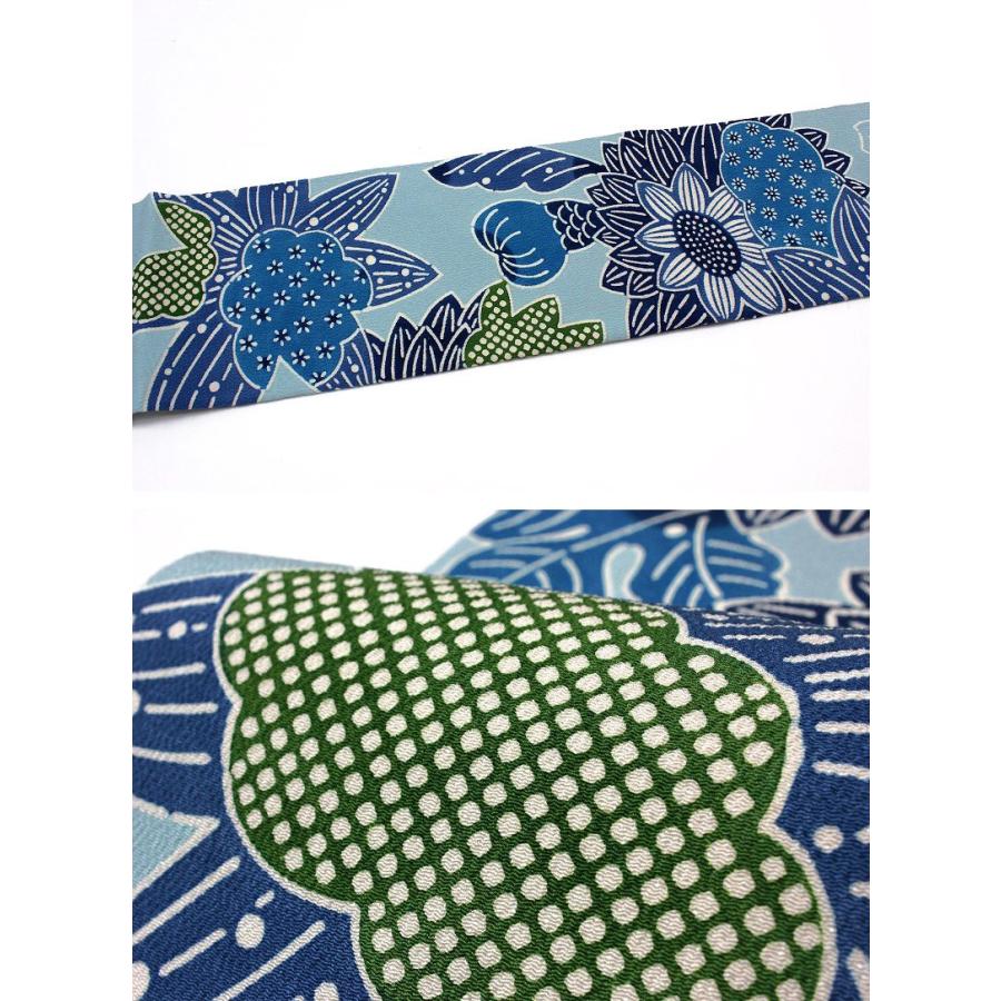 名古屋帯 栗山吉三郎 和染紅型 仕立て上がり 正絹 浜ちりめん 染帯 九