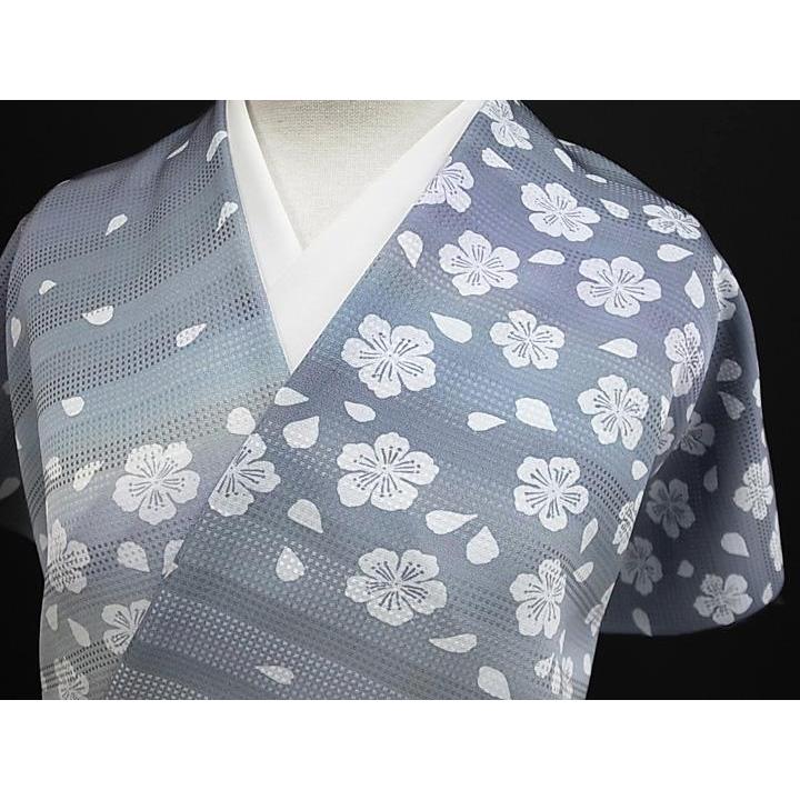 着物 羽織 コート 反物 正絹 未仕立て 正絹 伝統工芸京友禅 さくら段暈し着物反物 浅葱色 ブルーグレー 新品 c283s_1