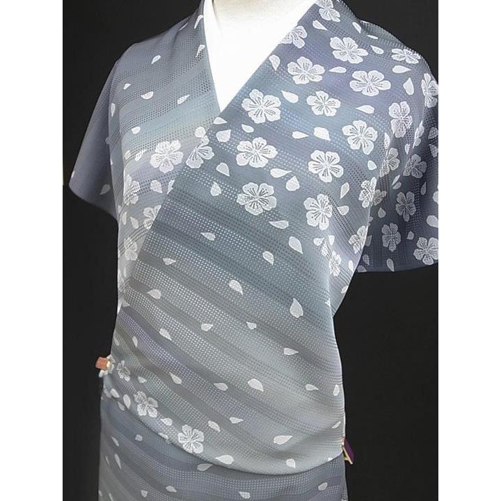 着物 羽織 コート 反物 正絹 未仕立て 正絹 伝統工芸京友禅 さくら段暈し着物反物 浅葱色 ブルーグレー 新品 c283s_2