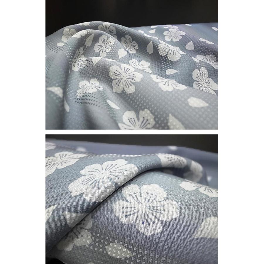 着物 羽織 コート 反物 正絹 未仕立て 正絹 伝統工芸京友禅 さくら段暈し着物反物 浅葱色 ブルーグレー 新品 c283s_7