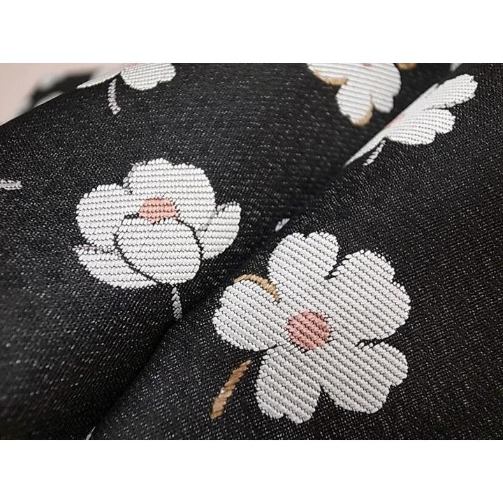 弥栄織物 袋帯 正絹 西陣織 新品 未仕立て 柿渋織 小花袋帯 単衣にも 