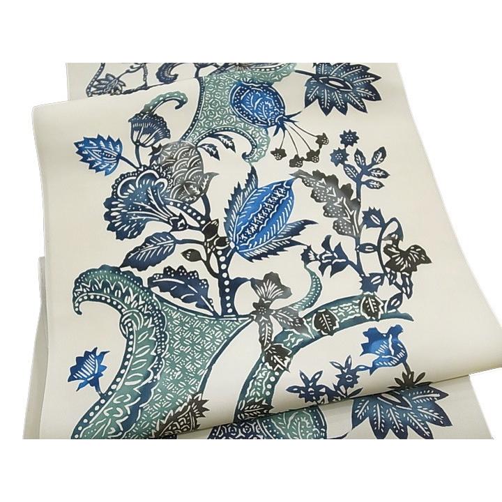 江戸紅型 名古屋帯 紅型染 染帯 最高級 駒塩瀬 五泉 花更紗 正絹