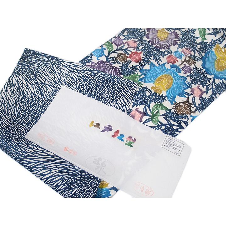 江戸紅型 名古屋帯 紅型染 染帯 最高級 駒塩瀬 五泉 仕立上がり 白地