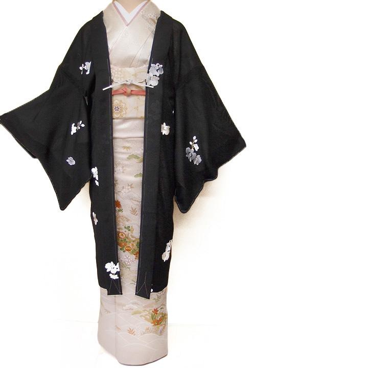 レンタル 和装 コート 着物 貸衣装 長羽織 絵羽 正絹 絽 単衣 刺繍 フォーマル カジュアル 胡蝶蘭 黒 ｌサイズ Co0007s Co0007 ロマン着物みやがわヤフーショップ 通販 Yahoo ショッピング