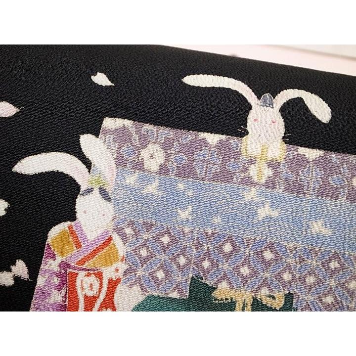 名古屋帯 十日町 秀美 友禅 正絹うさぎ 立雛 お雛様 おひな祭り 染め帯