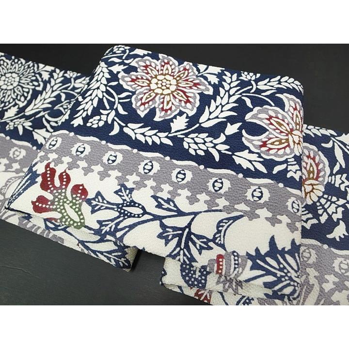 名古屋帯 和染紅型 栗山吉三郎 花更紗 仕立て上がり 正絹 新品 九寸  