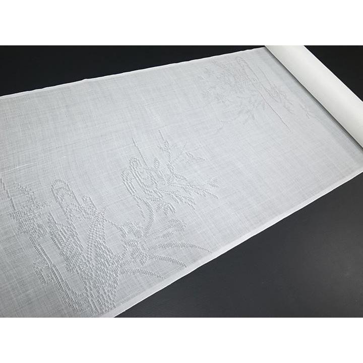 長襦袢 夏物 本麻 紋紗 白 楓流水 長襦袢 反物 e021r