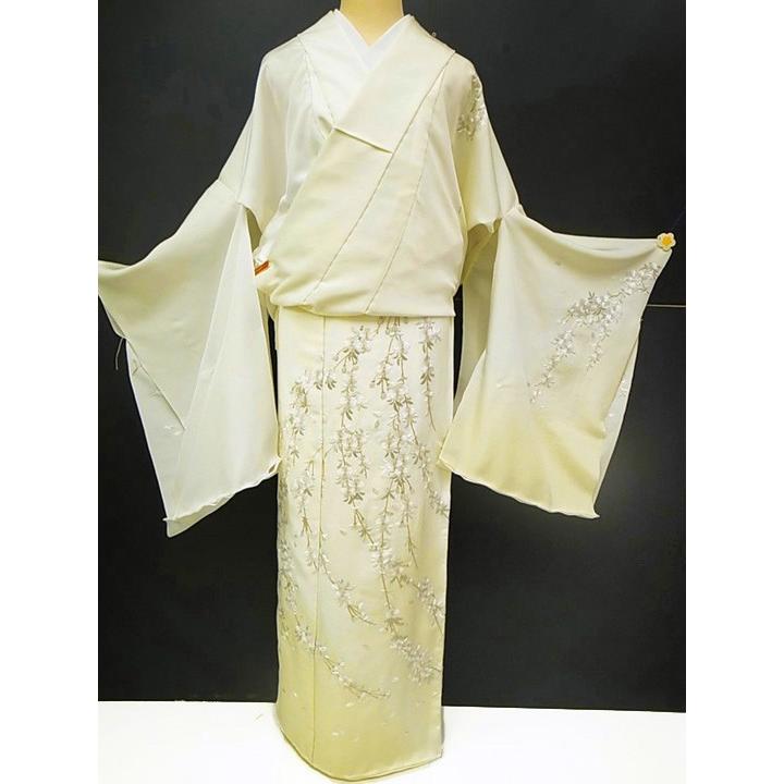 正絹 訪問着 クリームホワイトの紅型訪問着 単品 訪問着レンタル｜お