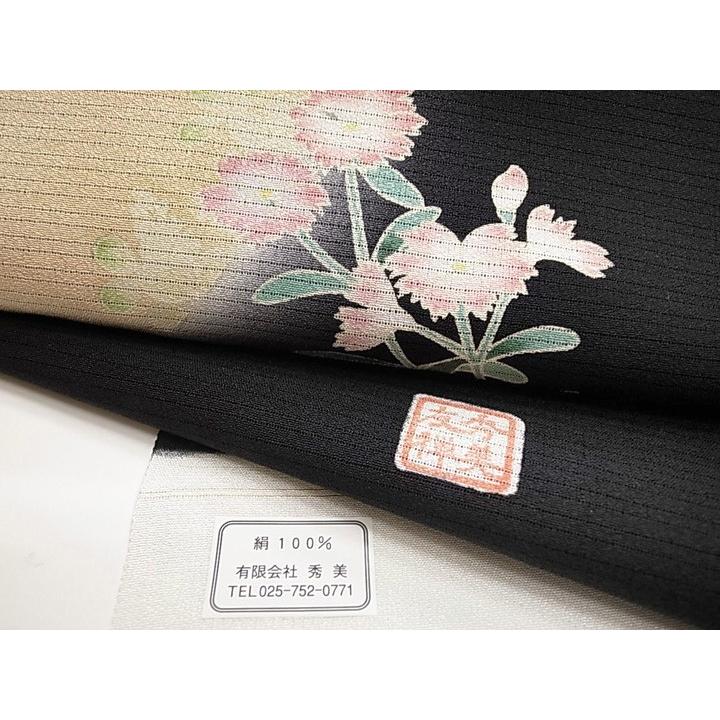 名古屋帯 夏 十日町友禅 秀美 撫子 絽縮緬 正絹 新品 未仕立て