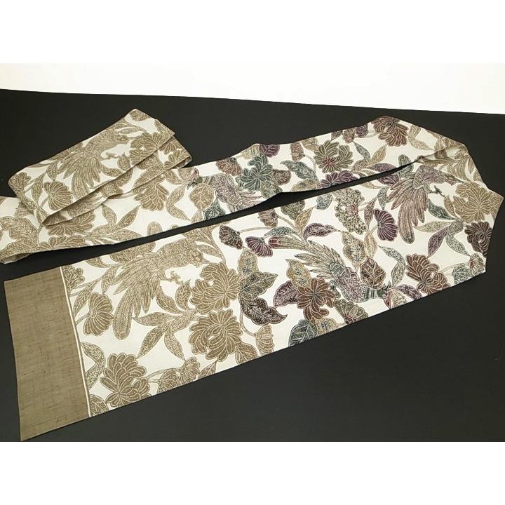 名古屋帯 夏 和染紅型 栗山吉三郎 本大麻 ジャワ更紗 仕立て上がり