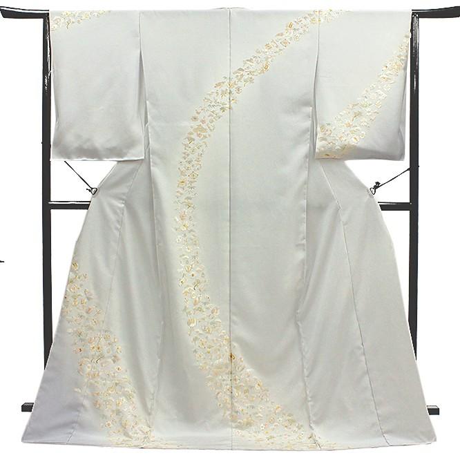 訪問着 手刺繍 正絹 豪華 フォーマル 宝尽くし ライトグレー 結婚式