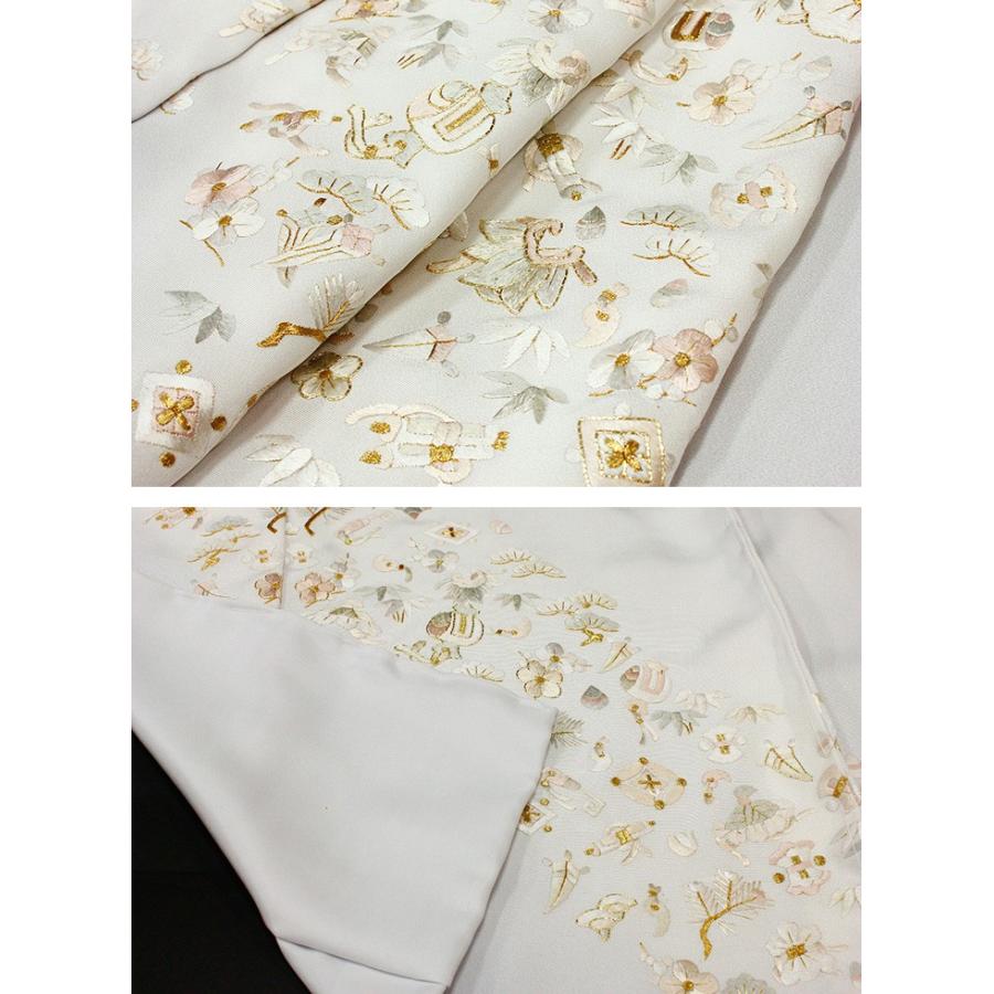 訪問着 手刺繍 正絹 豪華 フォーマル 宝尽くし ライトグレー 結婚式